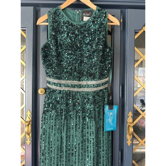 Mac Duggal Beaded Midi Sheath Dress 10509 | NWT Deep Emerald Sz 2 Cocktail Gown - Picture 5 of 7